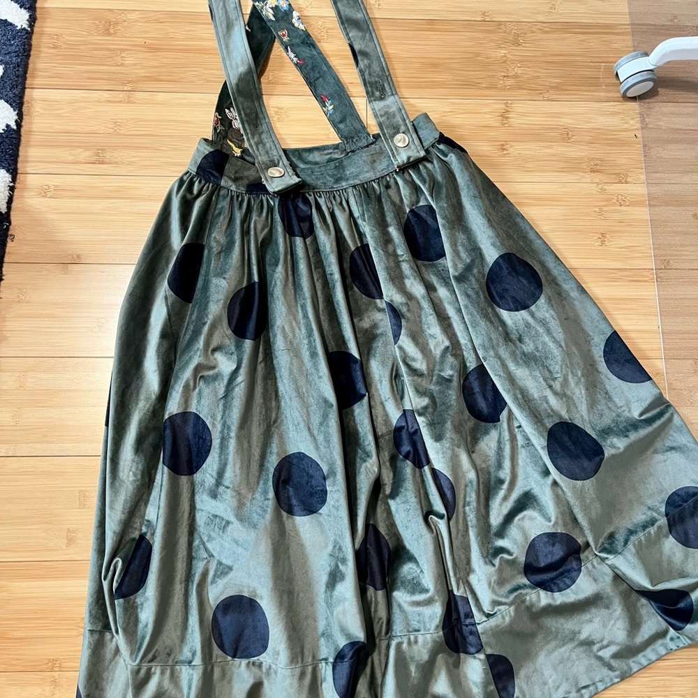 Green Polka Dot Suspender Skirt